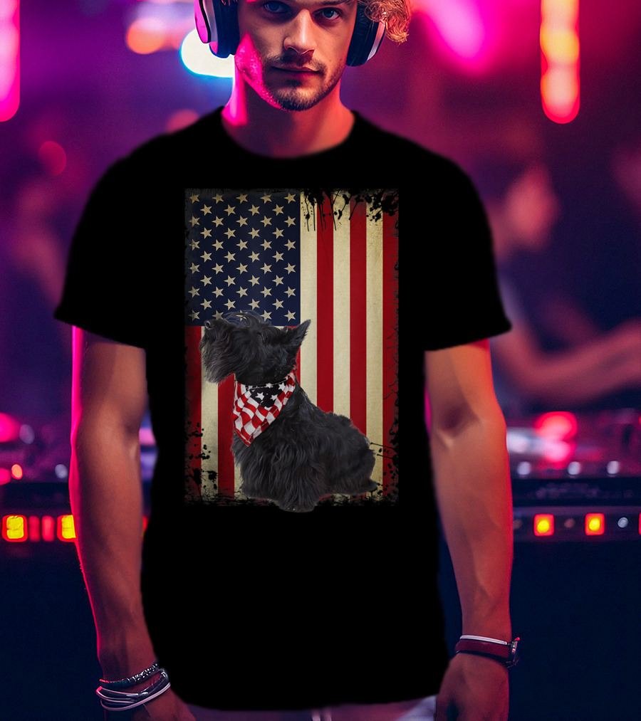 Scottish Terrier American Flag Bandana T-Shirt