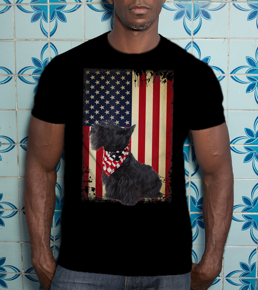 Scottish Terrier American Flag Bandana T-Shirt