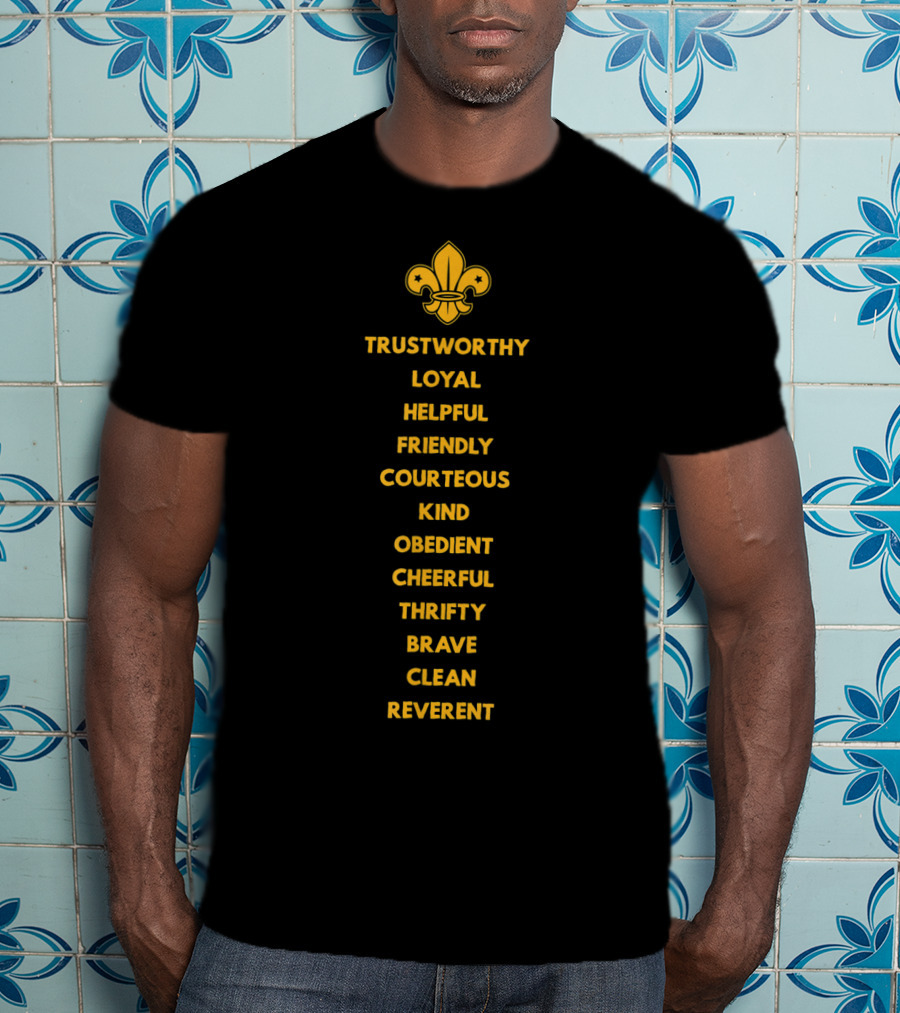 Scout Law Trustworthy Loyal Helpful Friendly Courteous Obedient Cheerful Thrifty Brave Clean Reverent T-Shirt