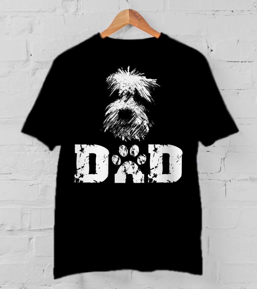 Sheepadoodle Dad Doodle Dog Paw Prints T-Shirt
