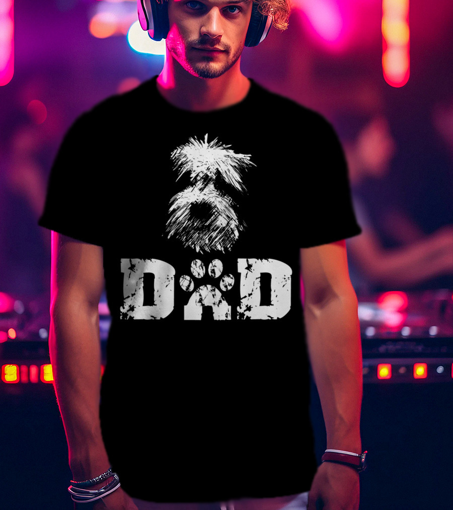 Sheepadoodle Dad Doodle Dog Paw Prints T-Shirt