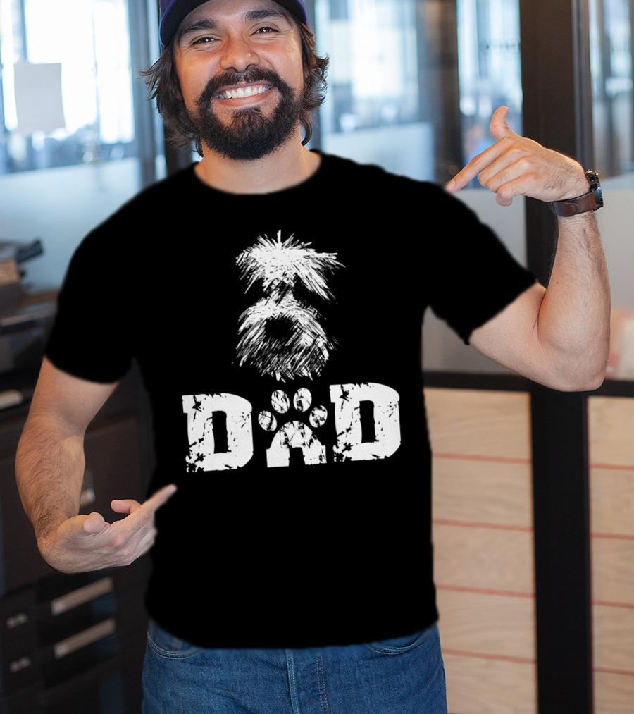 Sheepadoodle Dad Doodle Dog Paw Prints T-Shirt
