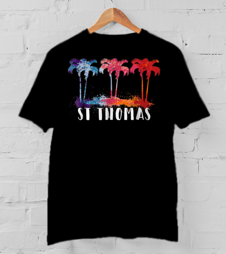 St Thomas Virgin Islands Tropical Palm Trees Paint T-Shirt
