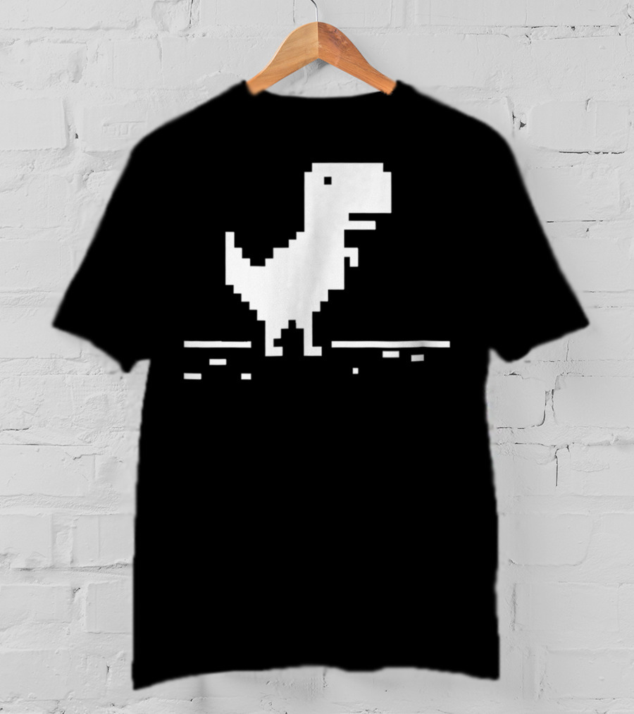 T Rex Pixel Dinosaur No Internet Game T-Shirt