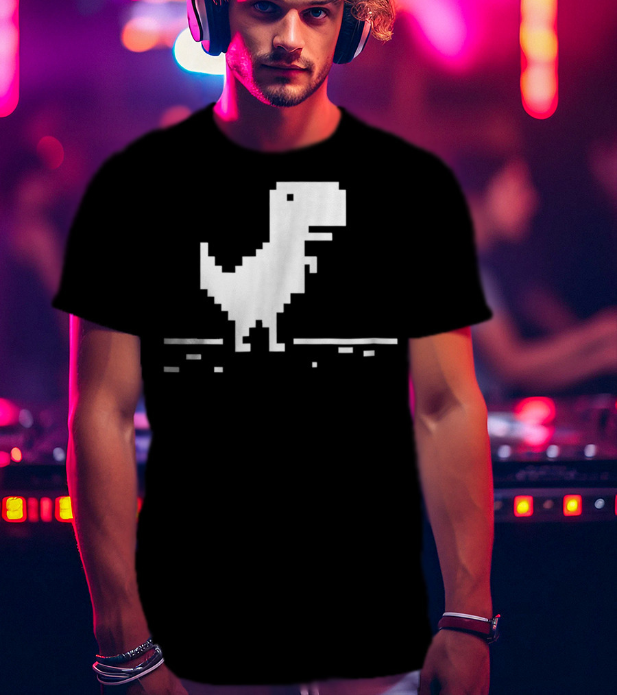 T Rex Pixel Dinosaur No Internet Game T-Shirt