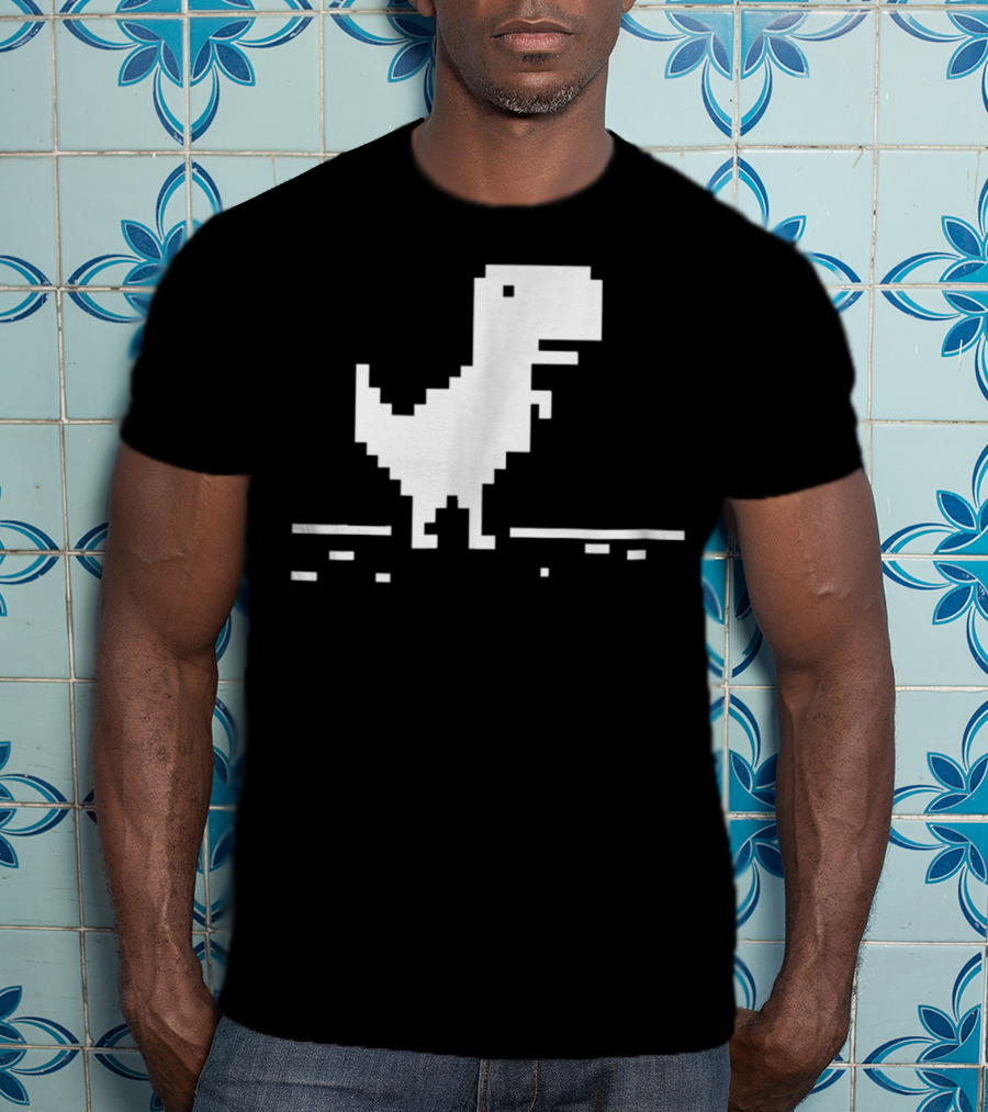 T Rex Pixel Dinosaur No Internet Game T-Shirt