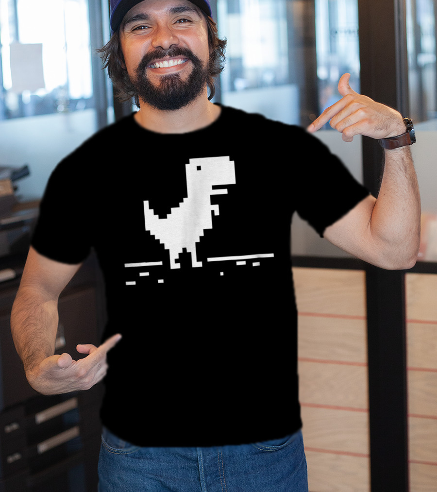 T Rex Pixel Dinosaur No Internet Game T-Shirt