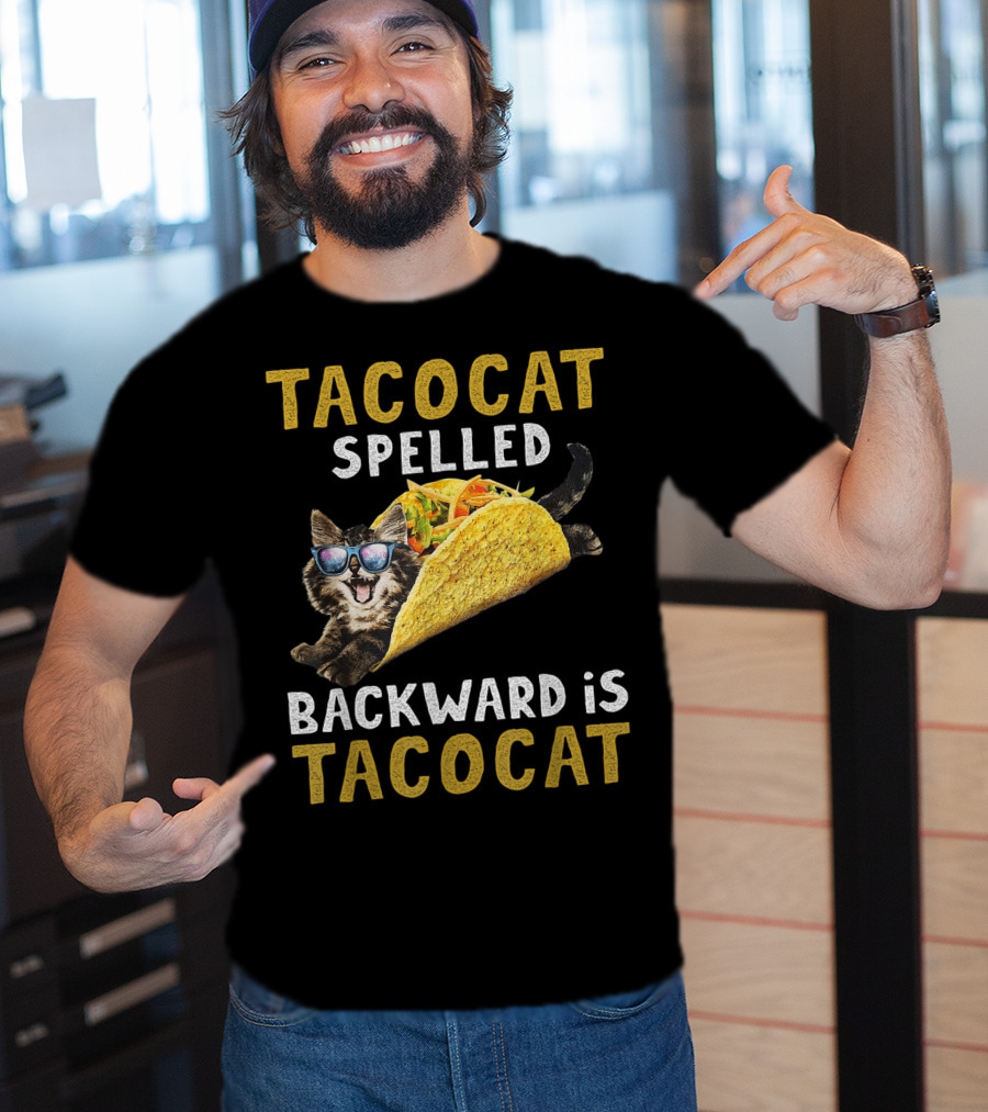 TacoCat Spelled Backward Is Tacocat Sunglasses Cool Cat Taco T-Shirt