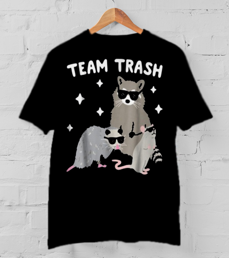 Team Trash Opossum Raccoon Rat With Sunglasses And Stars T-Shirt
