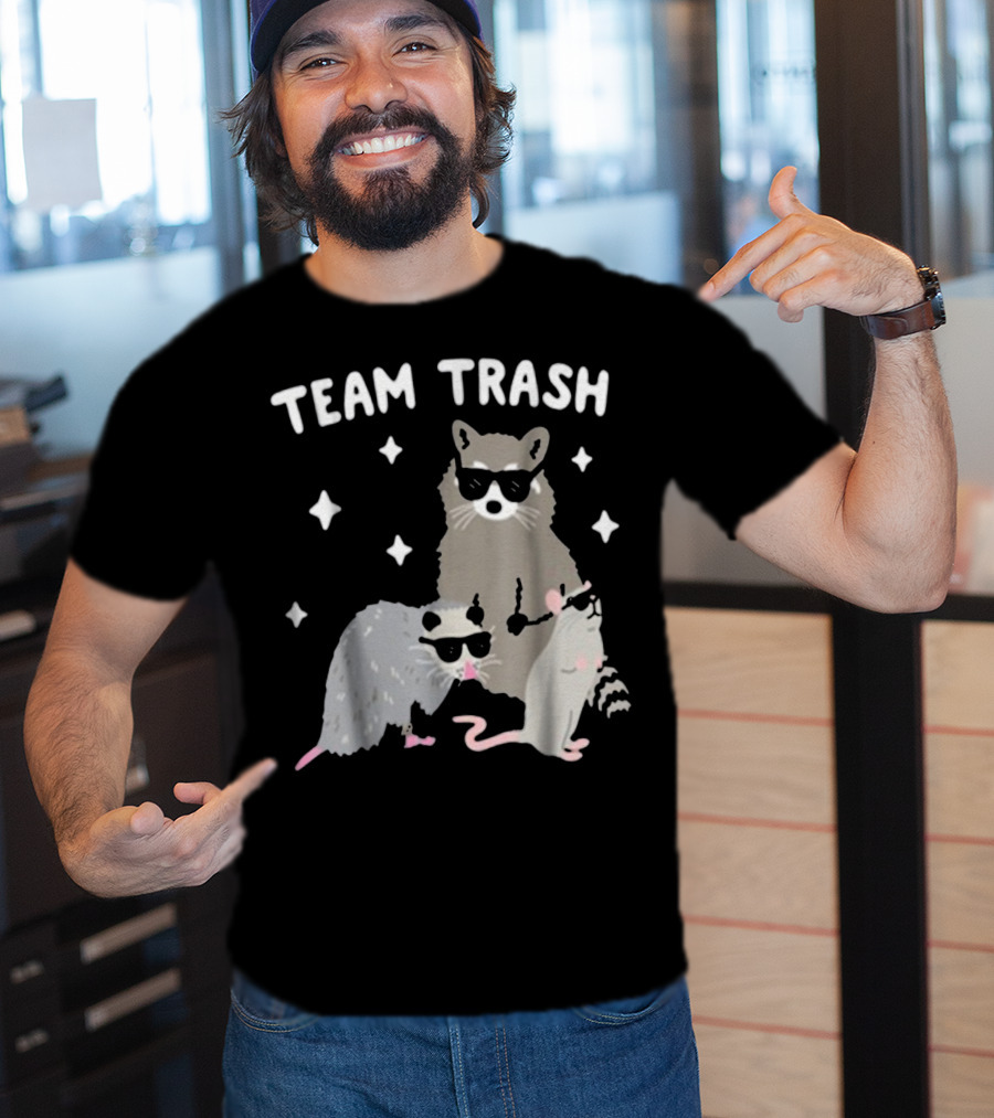 Team Trash Opossum Raccoon Rat With Sunglasses And Stars T-Shirt