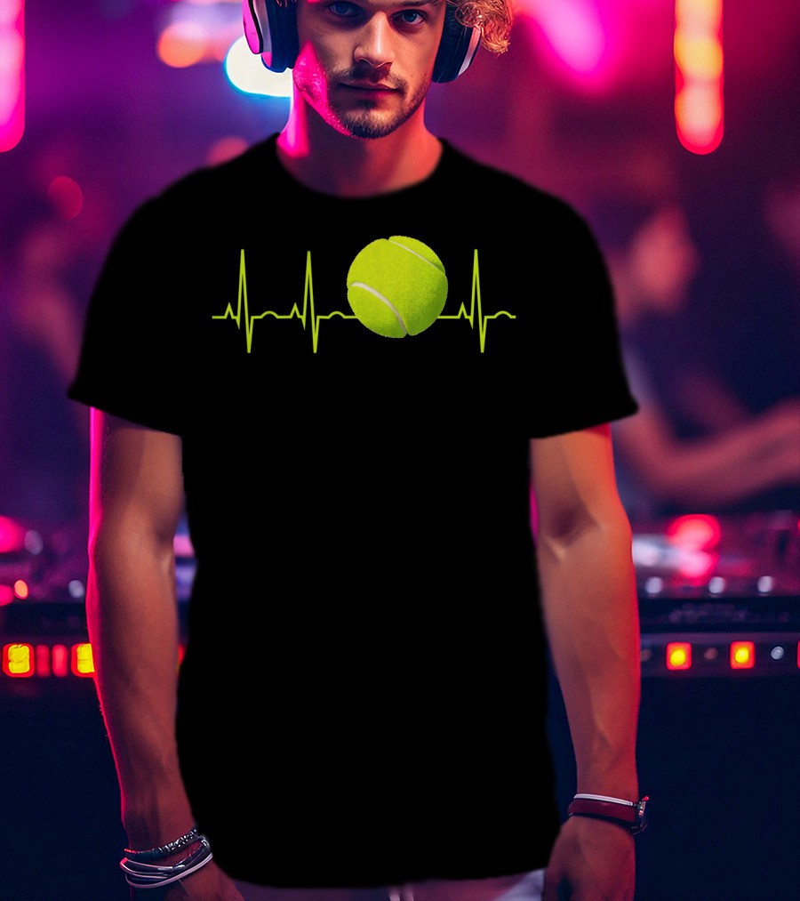 Tennis Lover Heartbeat Tennis Ball T-Shirt