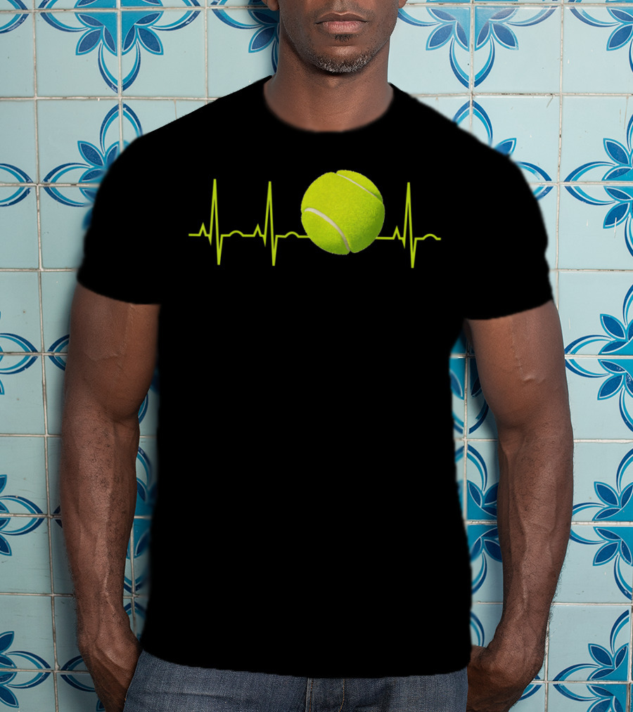 Tennis Lover Heartbeat Tennis Ball T-Shirt