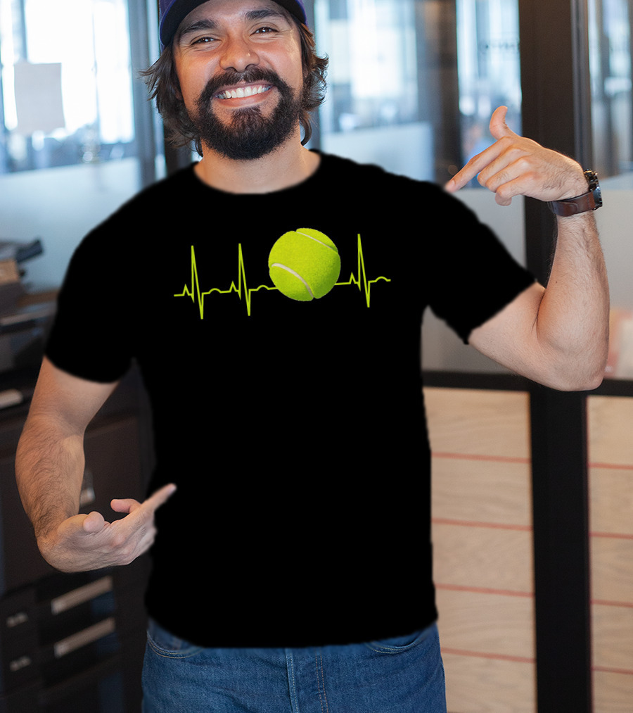 Tennis Lover Heartbeat Tennis Ball T-Shirt