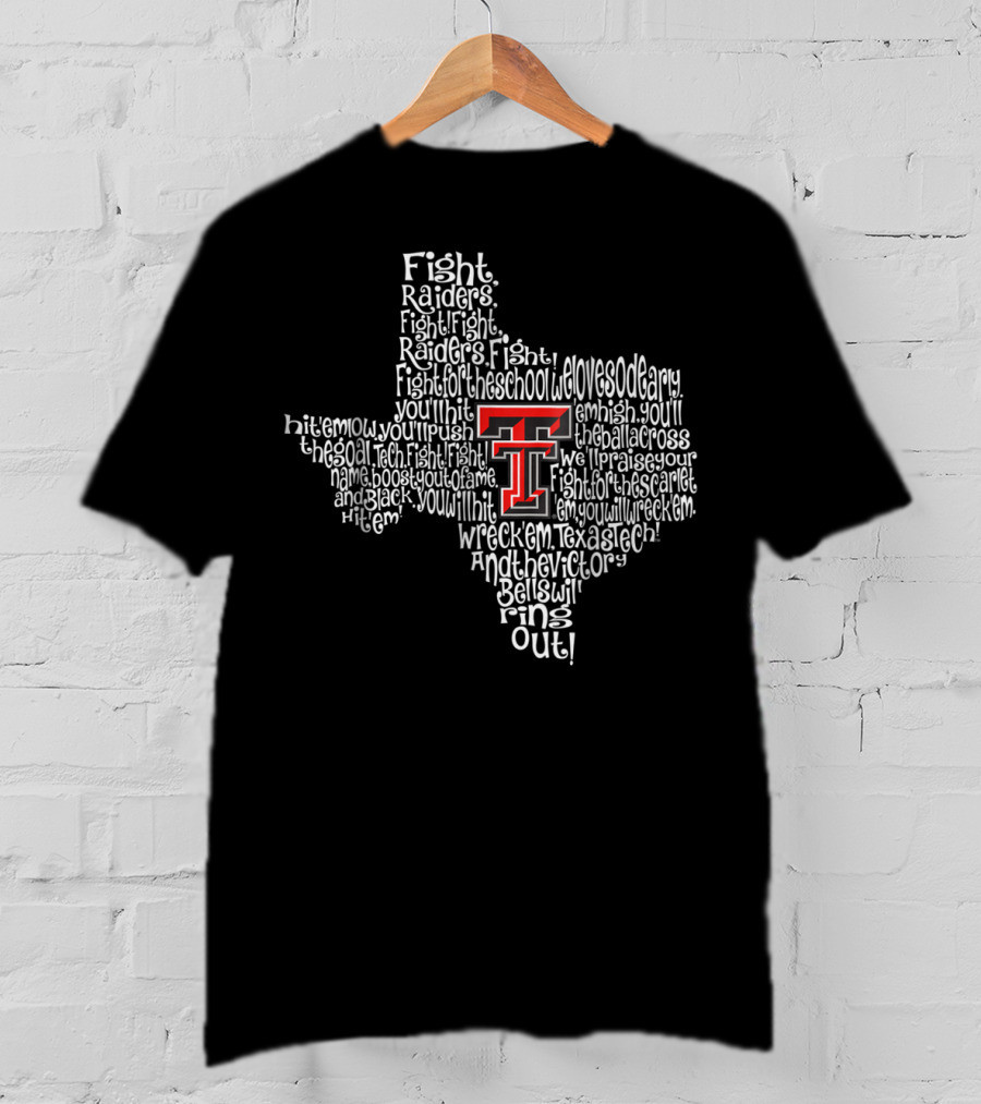 Texas Tech Red Raiders Fight Song Map Texas Shape T-Shirt