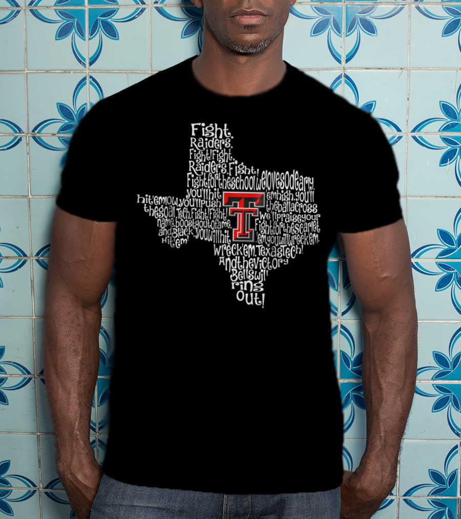 Texas Tech Red Raiders Fight Song Map Texas Shape T-Shirt
