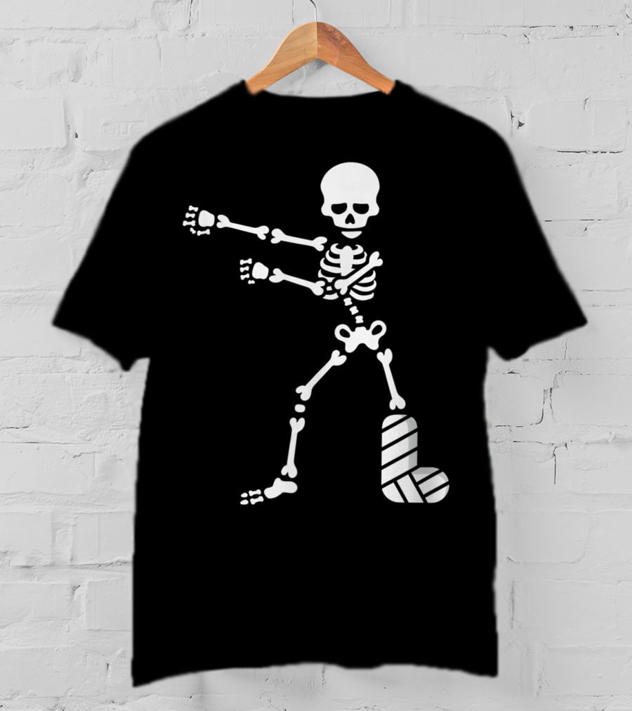 The Floss Dance Skeleton With Broken Leg Plaster Cast T-Shirt