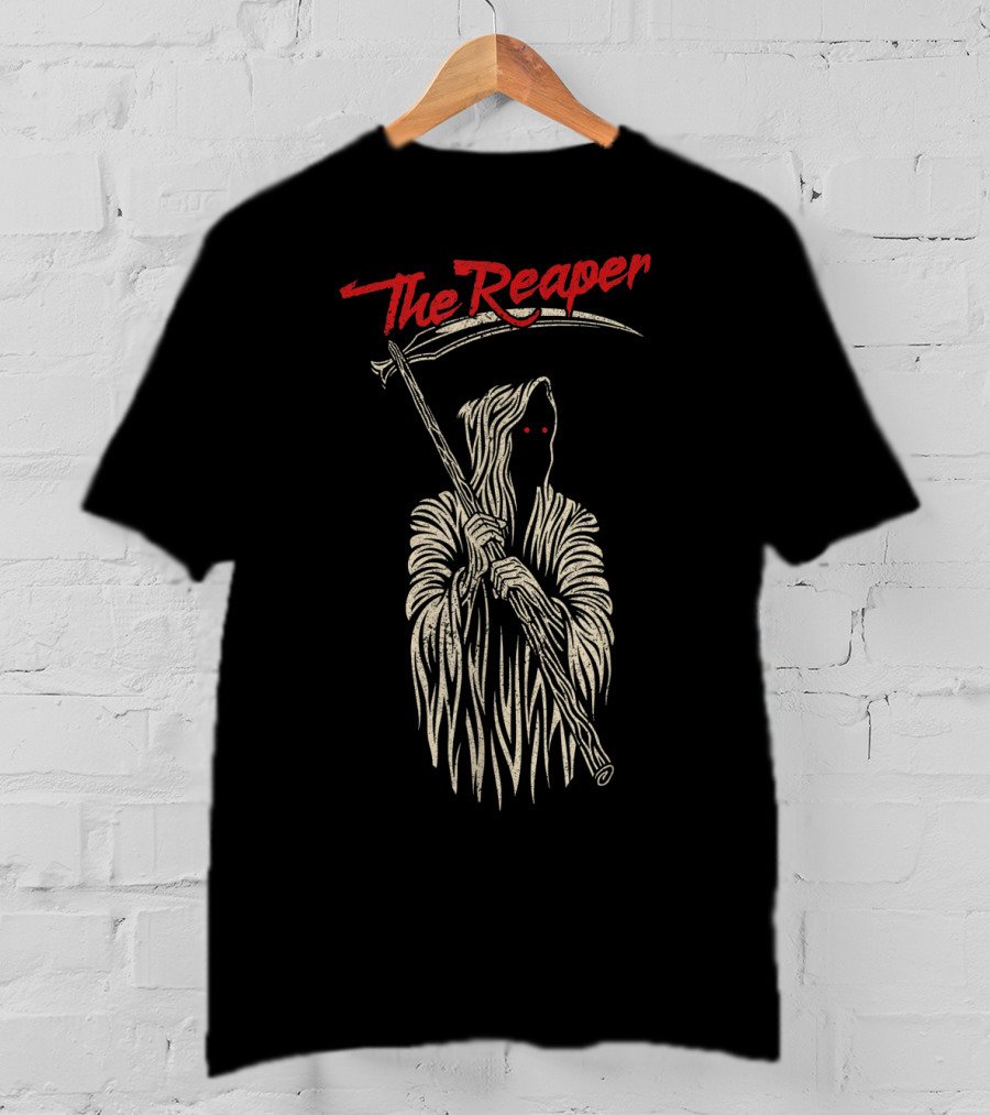 The Reaper Cloaked Scythe Bearer With Red Eyes T-Shirt