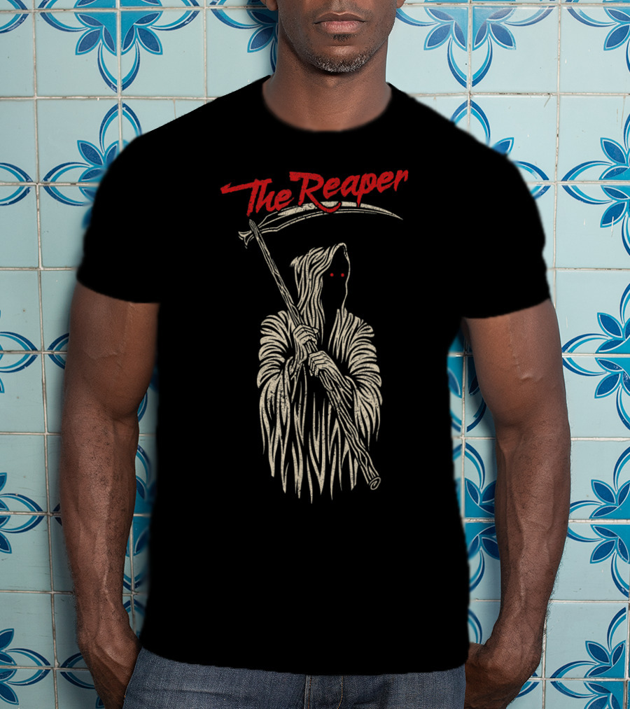 The Reaper Cloaked Scythe Bearer With Red Eyes T-Shirt