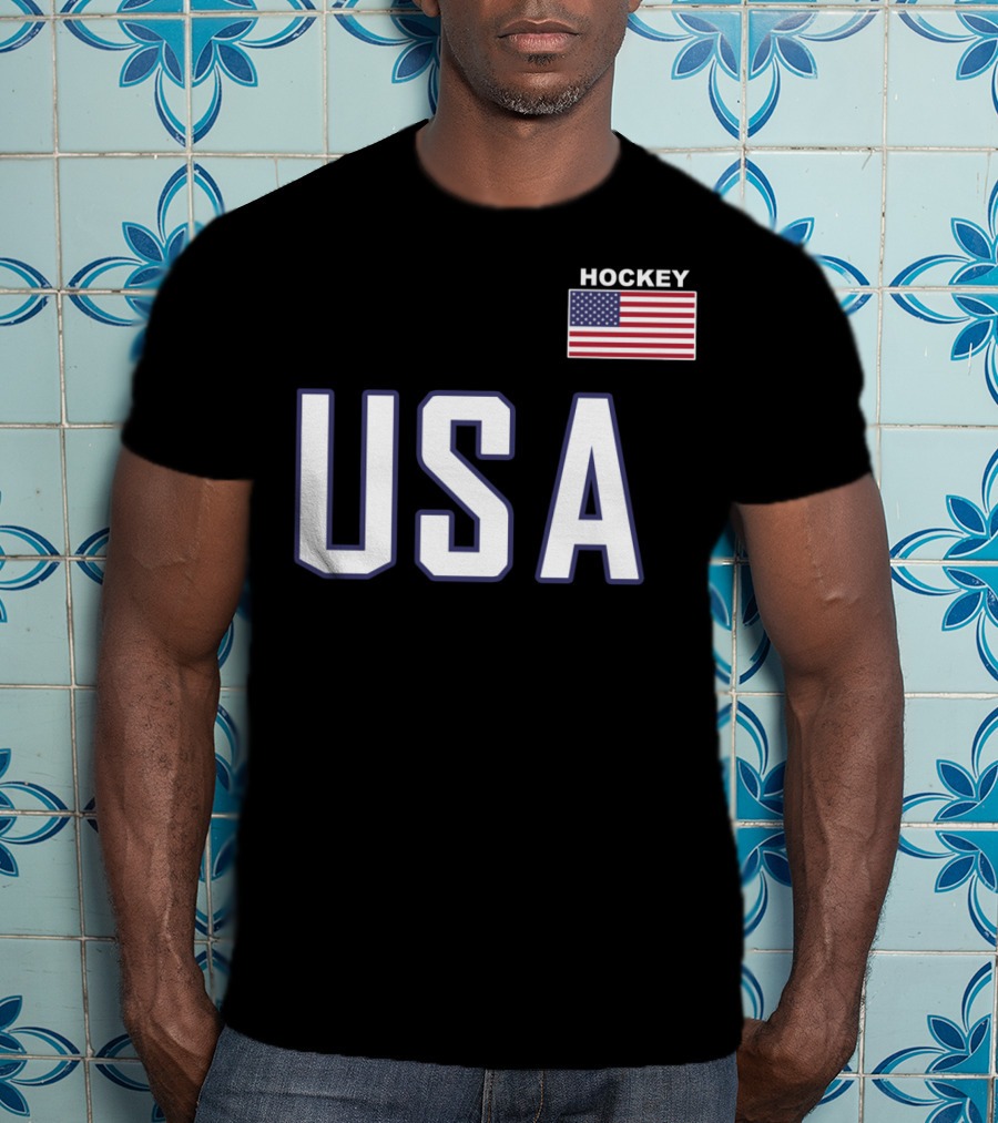 USA Flag Hockey Pocket Equipment Jacket T-Shirt