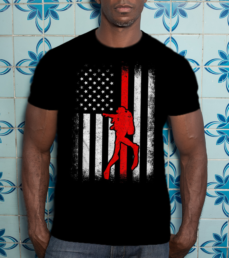 USA American Flag Red White Vintage Scuba Diving Iconic T-Shirt