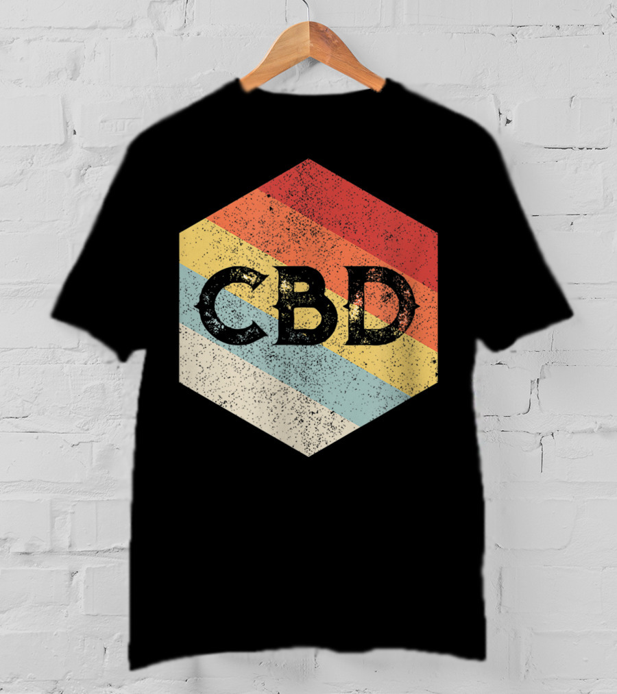 Vintage CBD Retro Hexagon Distressed Stripes T-Shirt