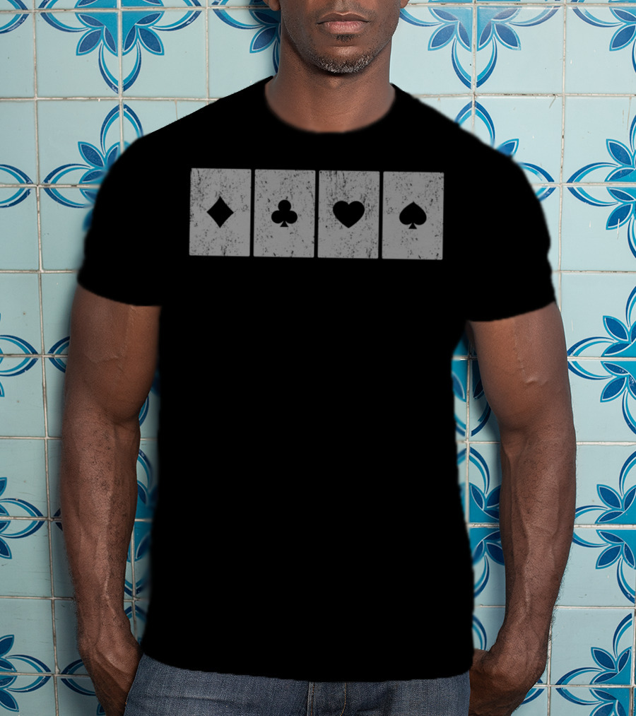 Vintage Distressed Poker Cards Diamond Club Heart Spade T-Shirt
