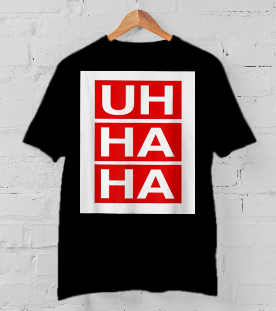 UH HA HA Graphic On Red Blocks T-Shirt