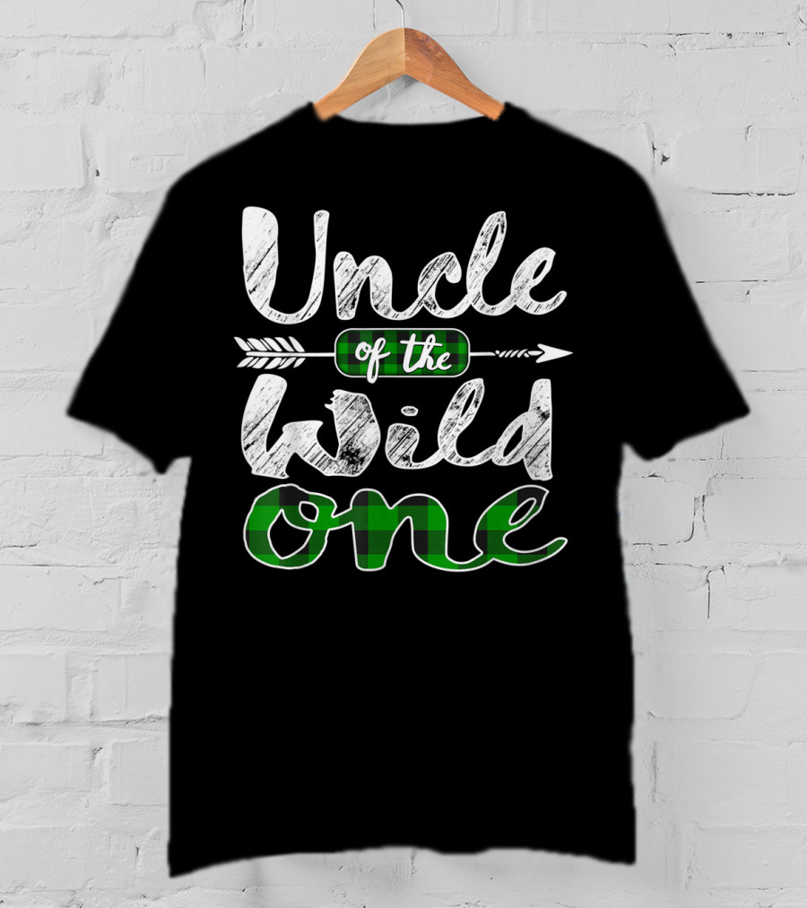 Uncle Of The Wild One Irish Green Plaid Arrow T-Shirt