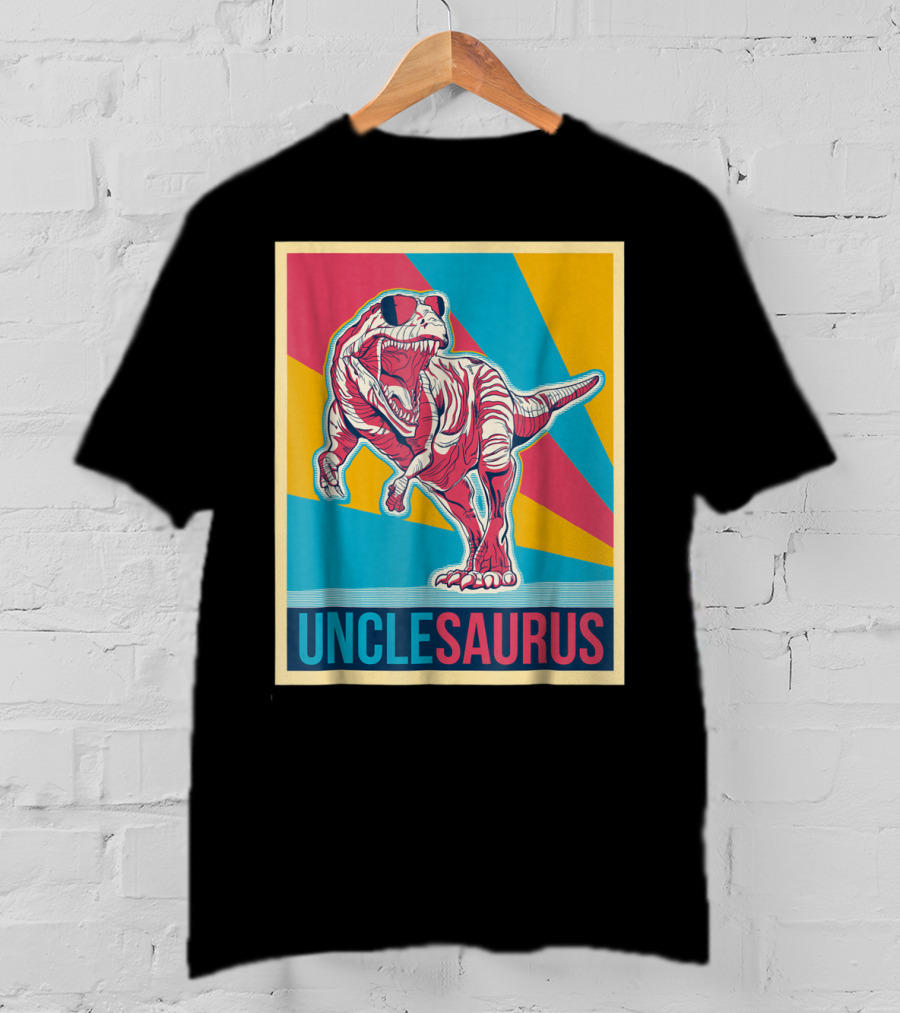 Unclesaurus Retro T-Rex Dinosaur Sunglasses Multicolor T-Shirt