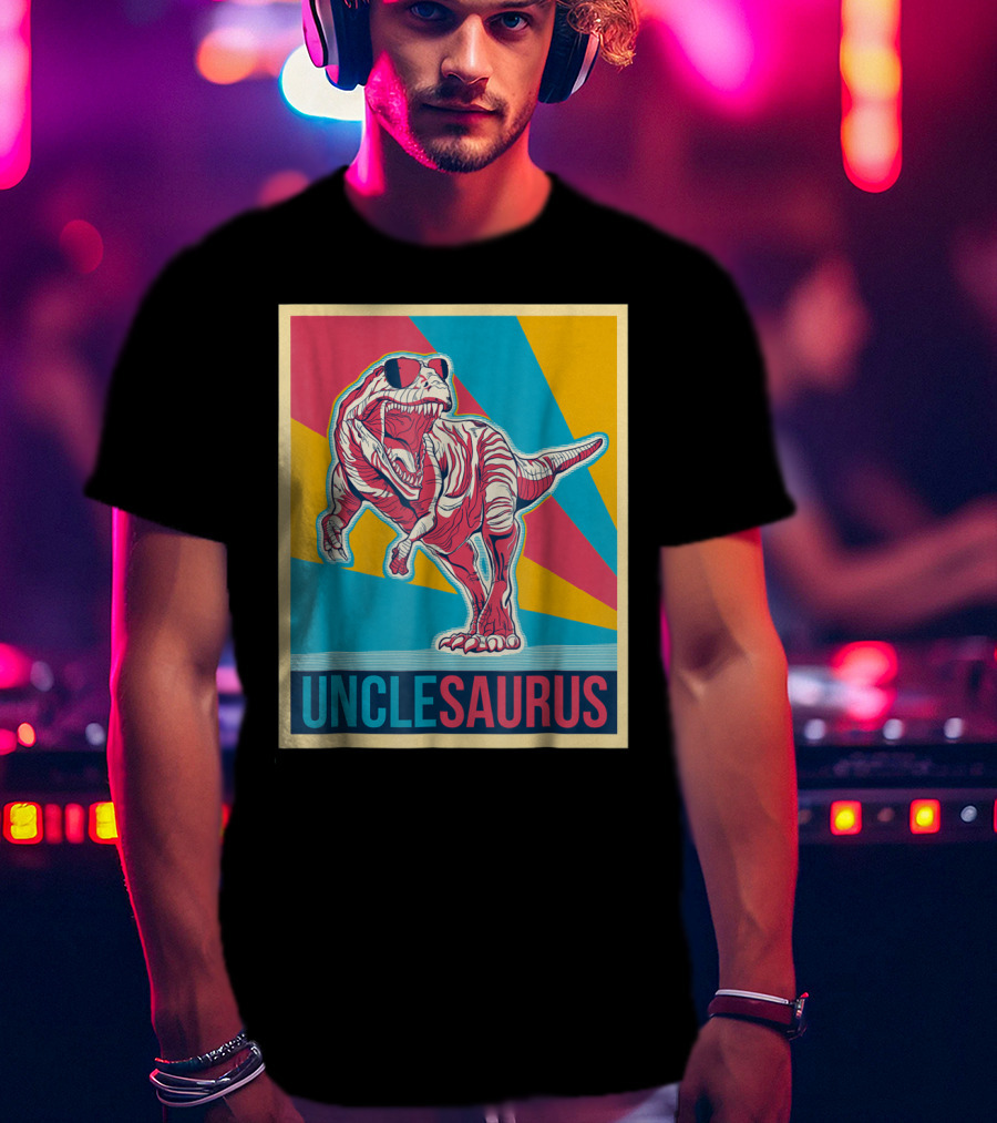 Unclesaurus Retro T-Rex Dinosaur Sunglasses Multicolor T-Shirt