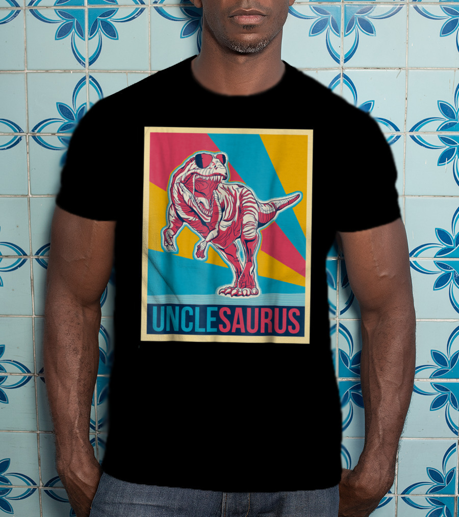 Unclesaurus Retro T-Rex Dinosaur Sunglasses Multicolor T-Shirt