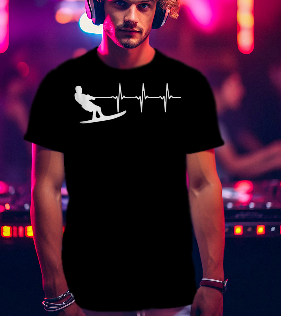 Waterski Heartbeat Pulse Design For Waterskiers T-Shirt