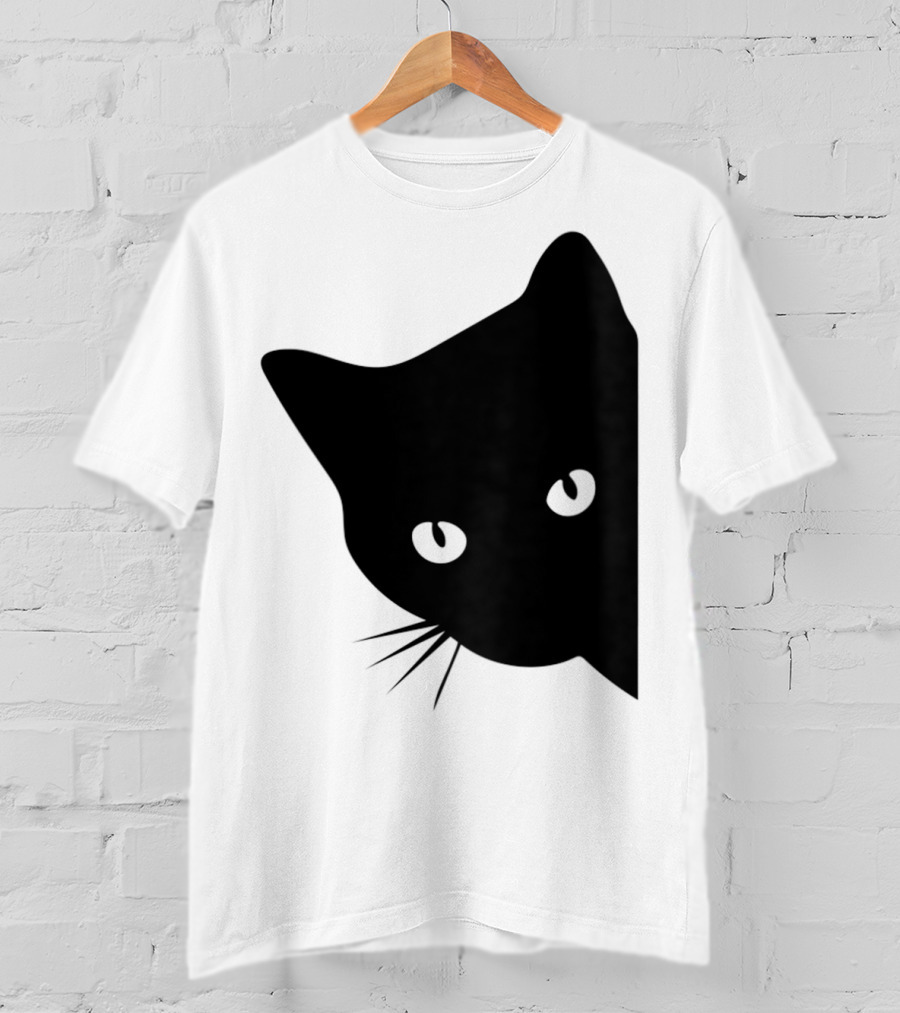 Cat Lover Ladies Spy Cat Hidden Peeking Cat T-Shirt