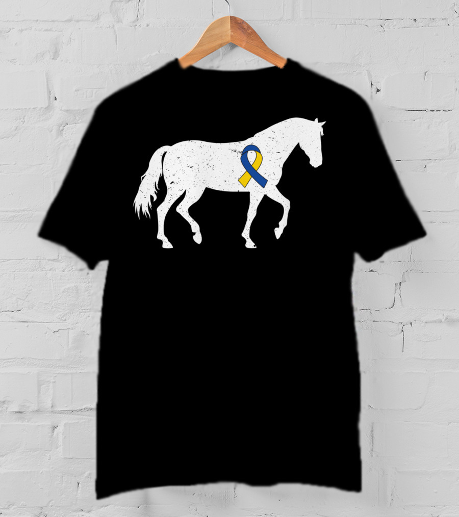 Horse Down Syndrome Awareness Blue Yellow T-Shirt
