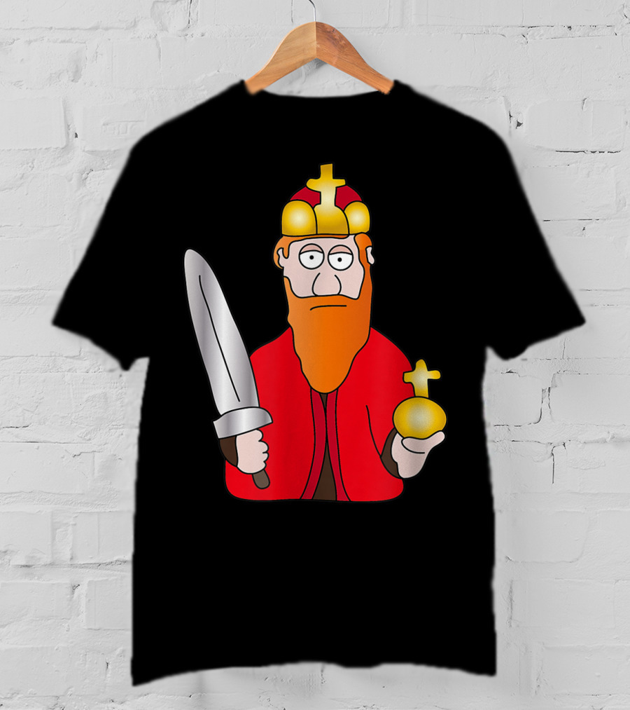 Funny King Barbarossa Cartoon Holding Sword And Orb Knights T-Shirt