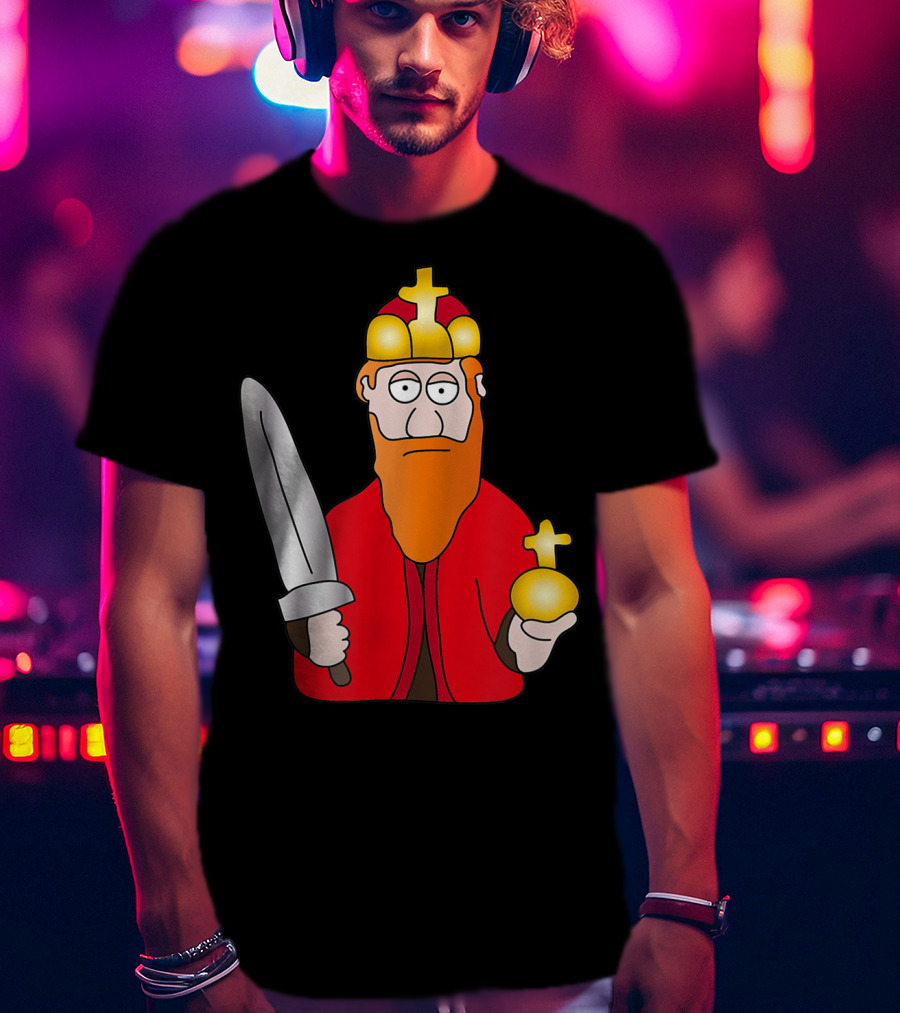 Funny King Barbarossa Cartoon Holding Sword And Orb Knights T-Shirt