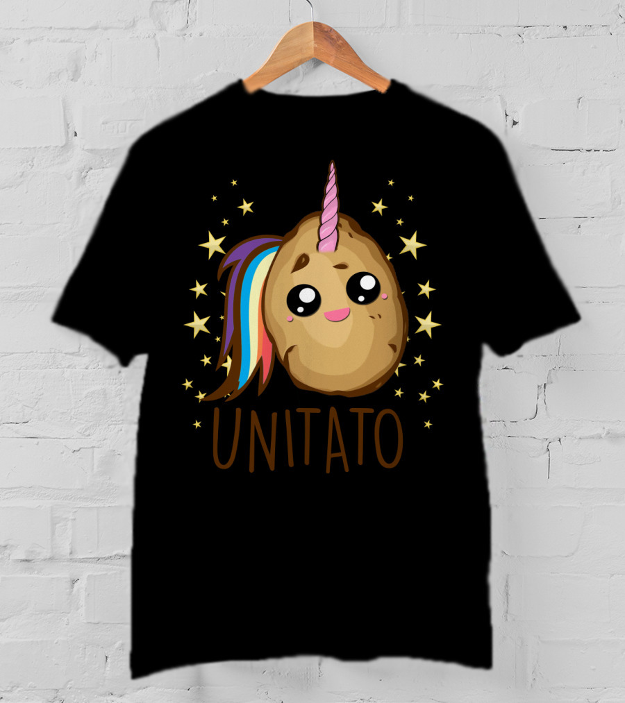 Funny Potato Unicorn UNITATO Cute Starry Rainbow Horn T-Shirt