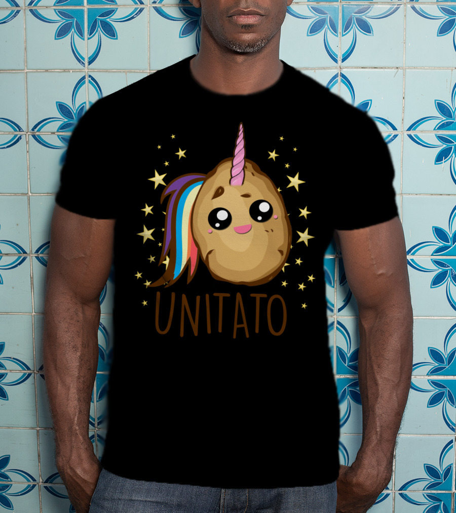 Funny Potato Unicorn UNITATO Cute Starry Rainbow Horn T-Shirt