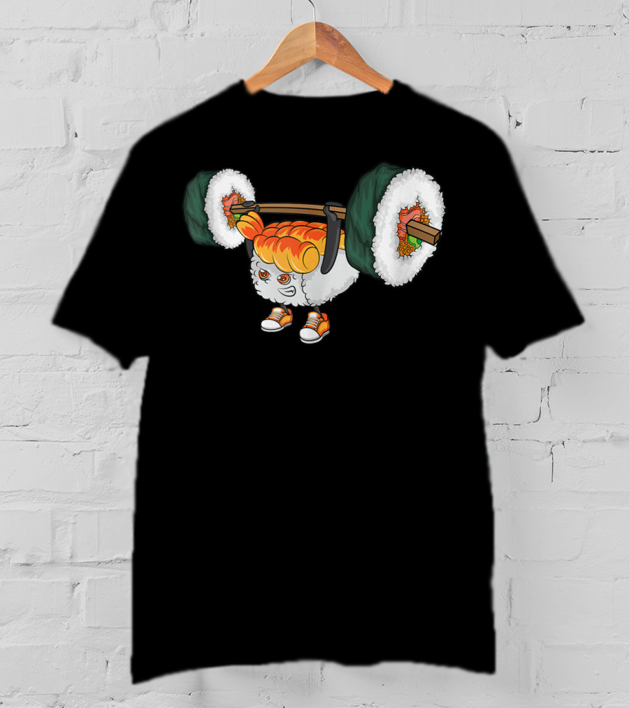 Funny Sushi Roll Weightlifting Gym Japanese Food Humor T-Shirt