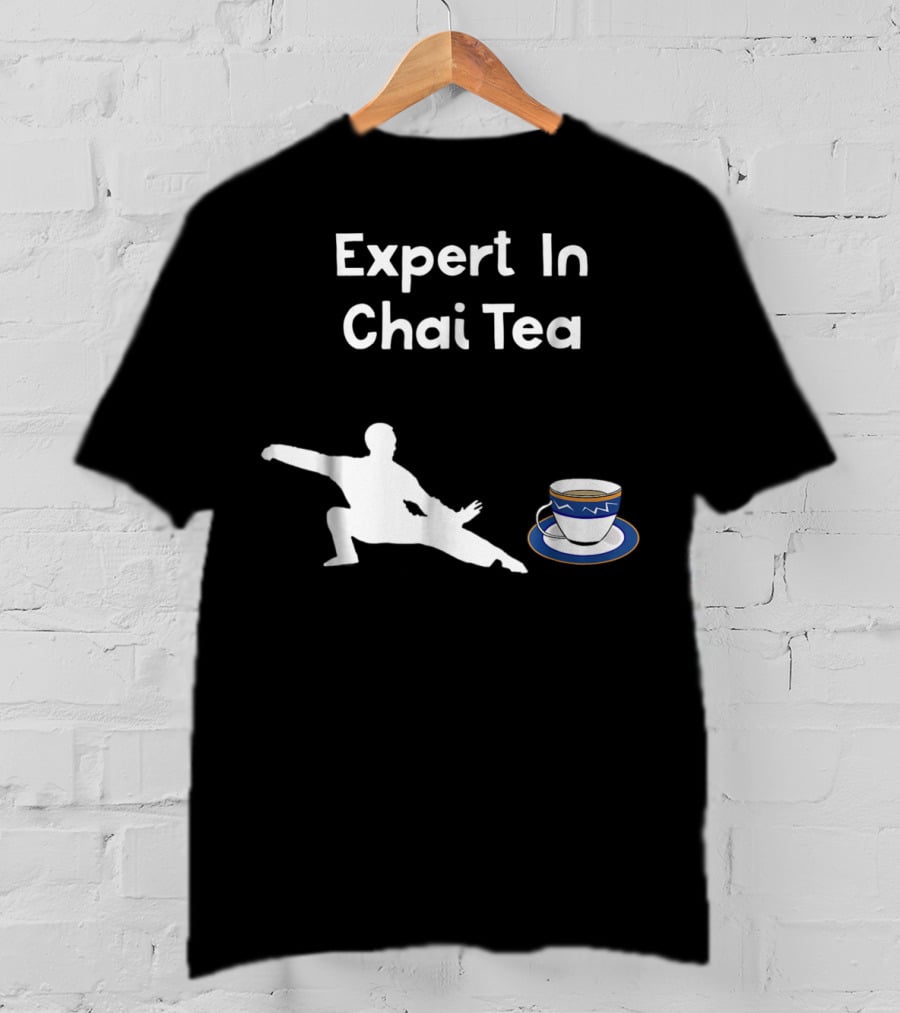 Funny Tai Chi Expert In Chai Tea Barista With Martial Arts Silhouette And Teacup T-Shirt