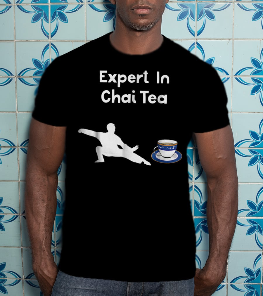 Funny Tai Chi Expert In Chai Tea Barista With Martial Arts Silhouette And Teacup T-Shirt