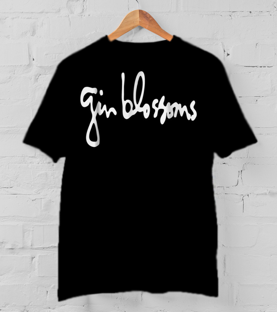 Gin Blossoms Band Name White Script T-Shirt