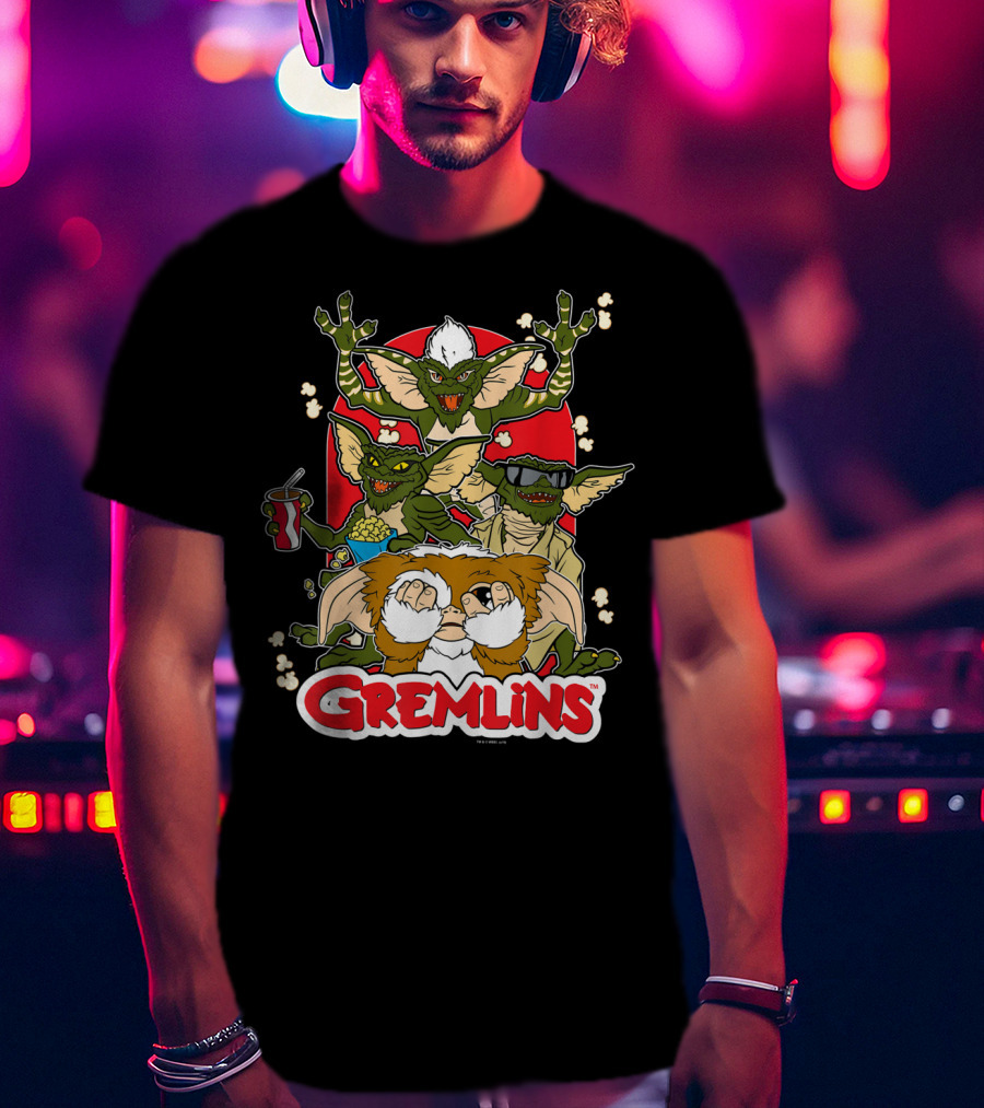 Gremlins Eating Popcorn Movie Snack Fun T-Shirt