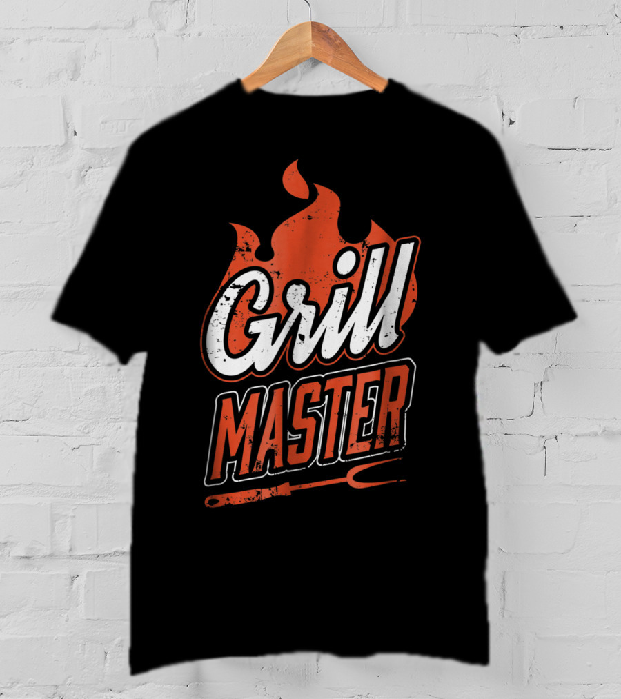 Grill Master BBQ Chef Cook Dad Flame Fork T-Shirt