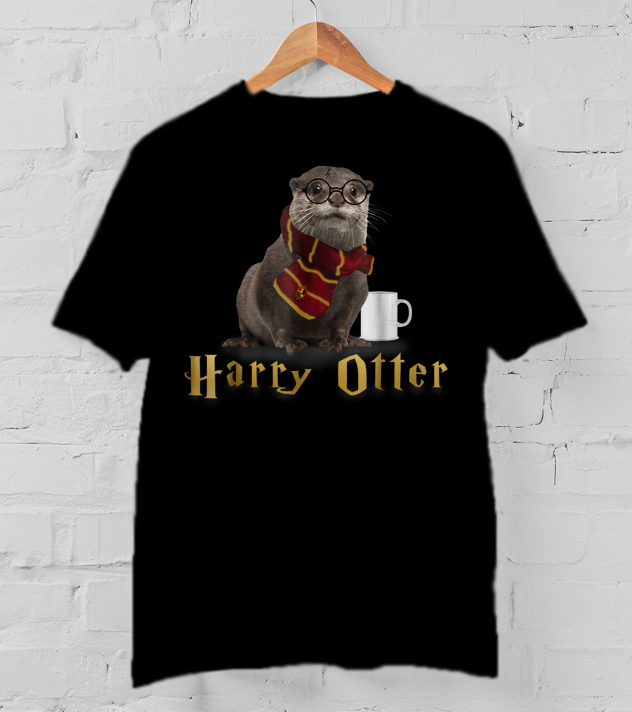 Harry Otter Magic Mug In Gryffindor Scarf T-Shirt