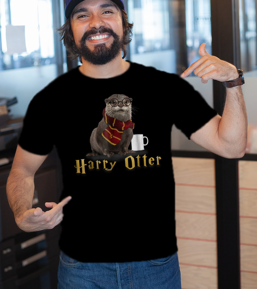 Harry Otter Magic Mug In Gryffindor Scarf T-Shirt