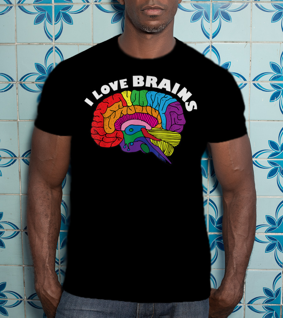 I Love Brains Neuroscience Neurologist Brain Lover Rainbow T-Shirt