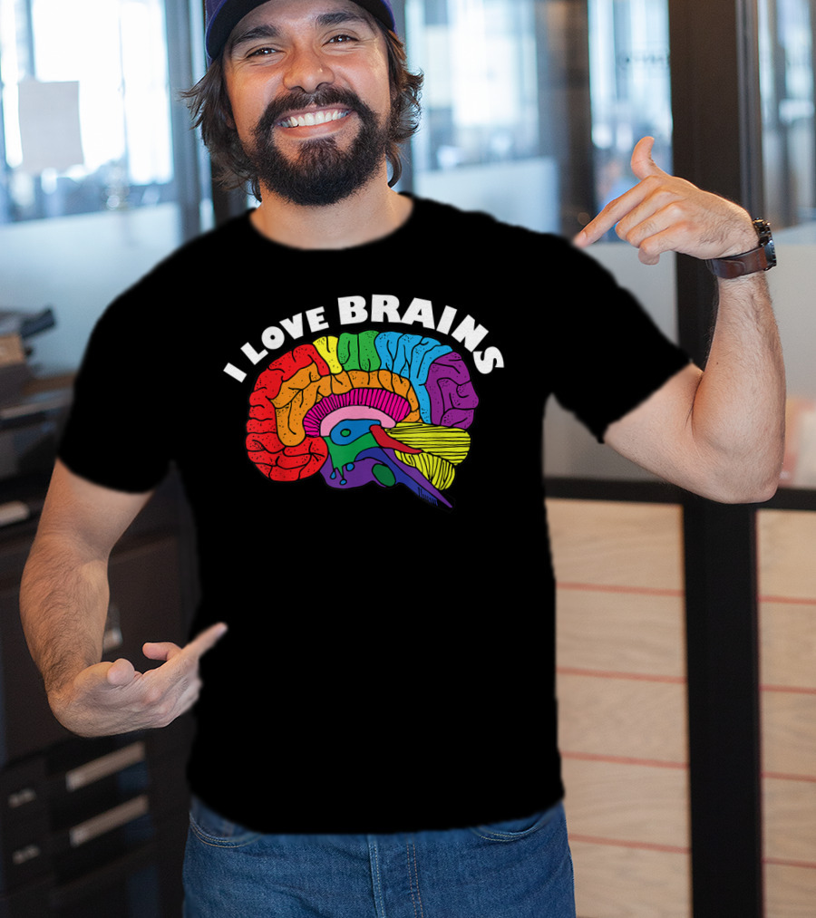 I Love Brains Neuroscience Neurologist Brain Lover Rainbow T-Shirt