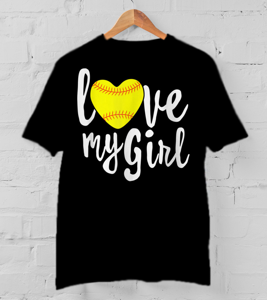 Love My Girl Softball Heart T-Shirt
