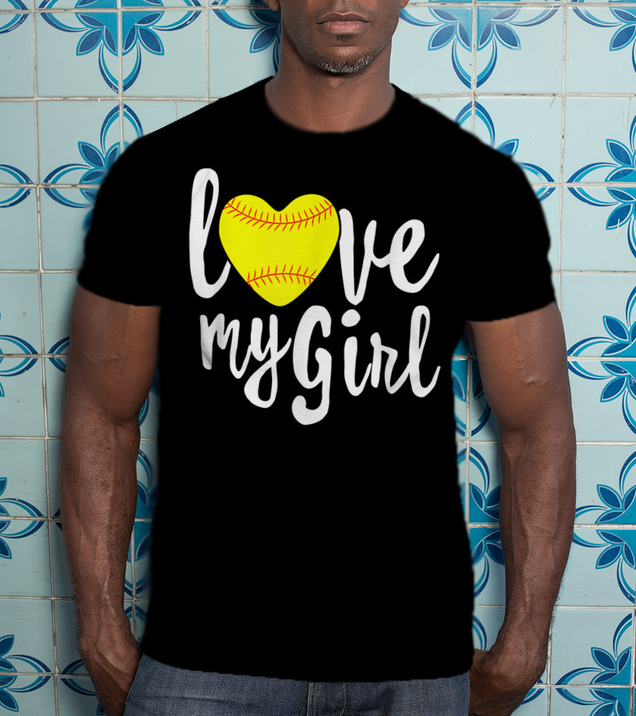 Love My Girl Softball Heart T-Shirt